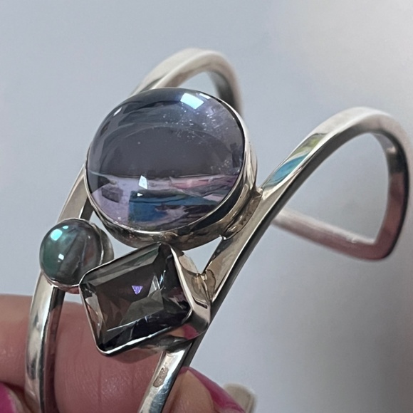 Lilly Barrack Rose de France Amethyst and Mystic Quartz SS Cuff